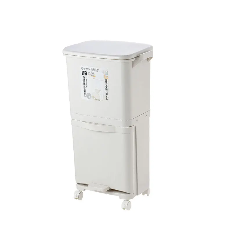 42L Double Layer Japanese Style Plastic Classify Waste Bin With Drawer