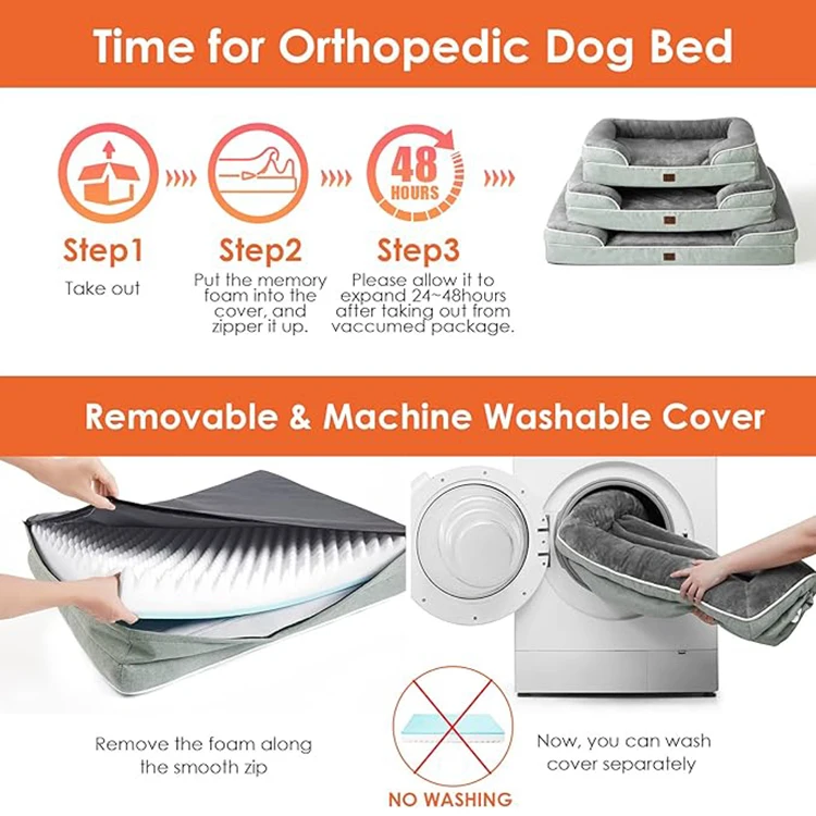 Factory Customized Minimalist Fancy Funny Rectangle Orthopedic Memory Foam Dog Bed Modern Anti Stress Pet Cat Bolster