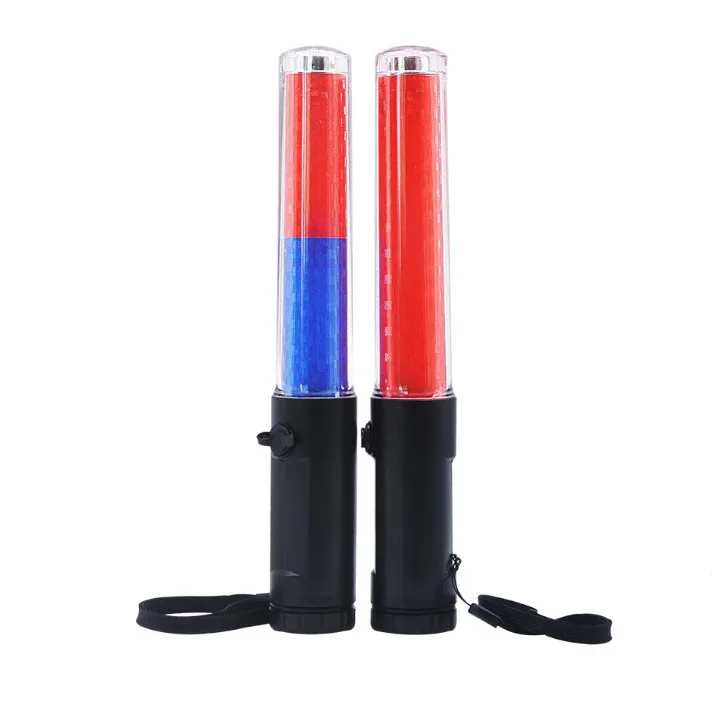 Produktbild von PATIKIL 4er Set LED Verkehrsstab – 11 Zoll, 3 Blinkmodi, Blau, Mit Clip & Handgelenkband, Für Parkleitung & Baustellen