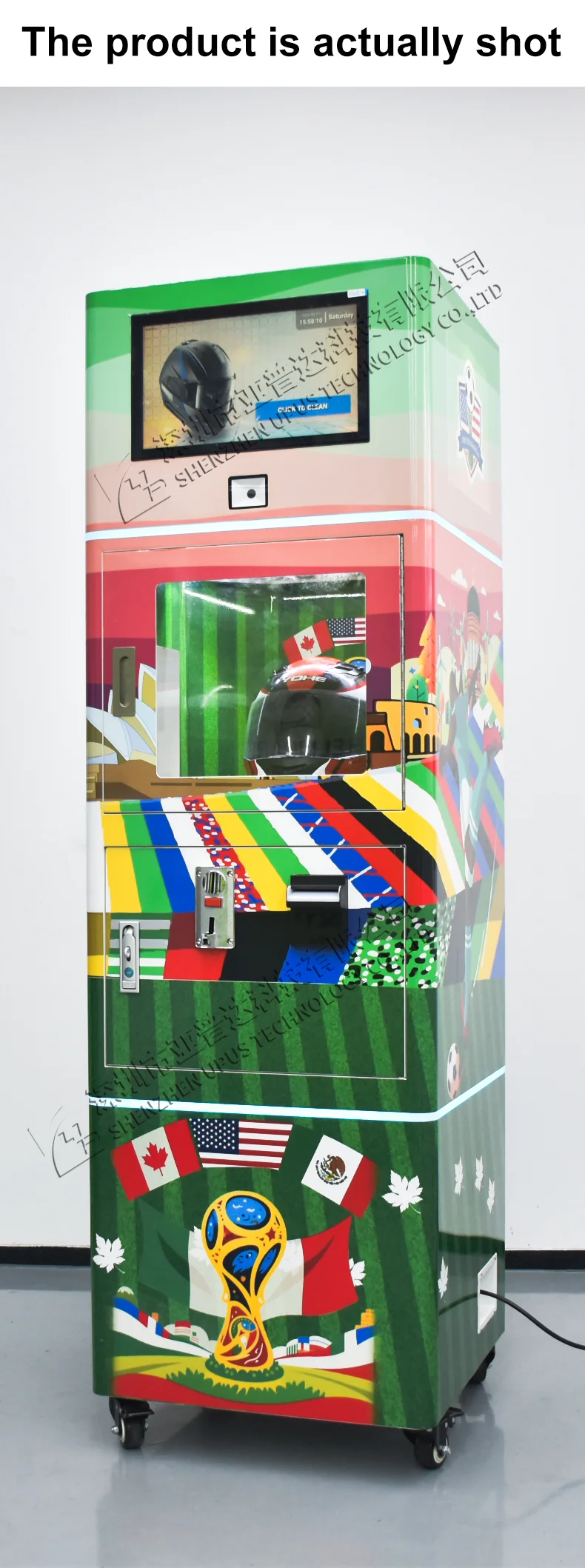 product patent manufacturer custom automatic commercial motorcycle bike helmet vendo dry cleaning washing machine with wordcup theme-11