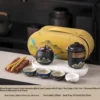 Black green mountain bird+yellow oval bag