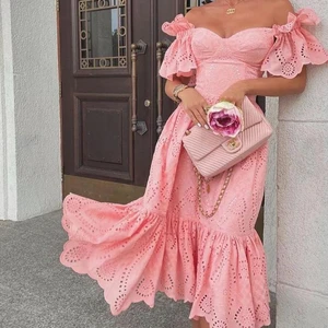 Boutique Wholesale 2026 Summer New Women's Sexy One-shoulder Solid Color Women's Casual Dress