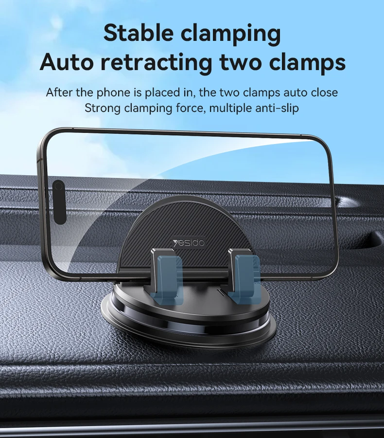 Yesido C268 360 Rotating Base Silicone Anti-slip Adsorption Automatic and Stable Clamping Car Dashboard Phone Holder