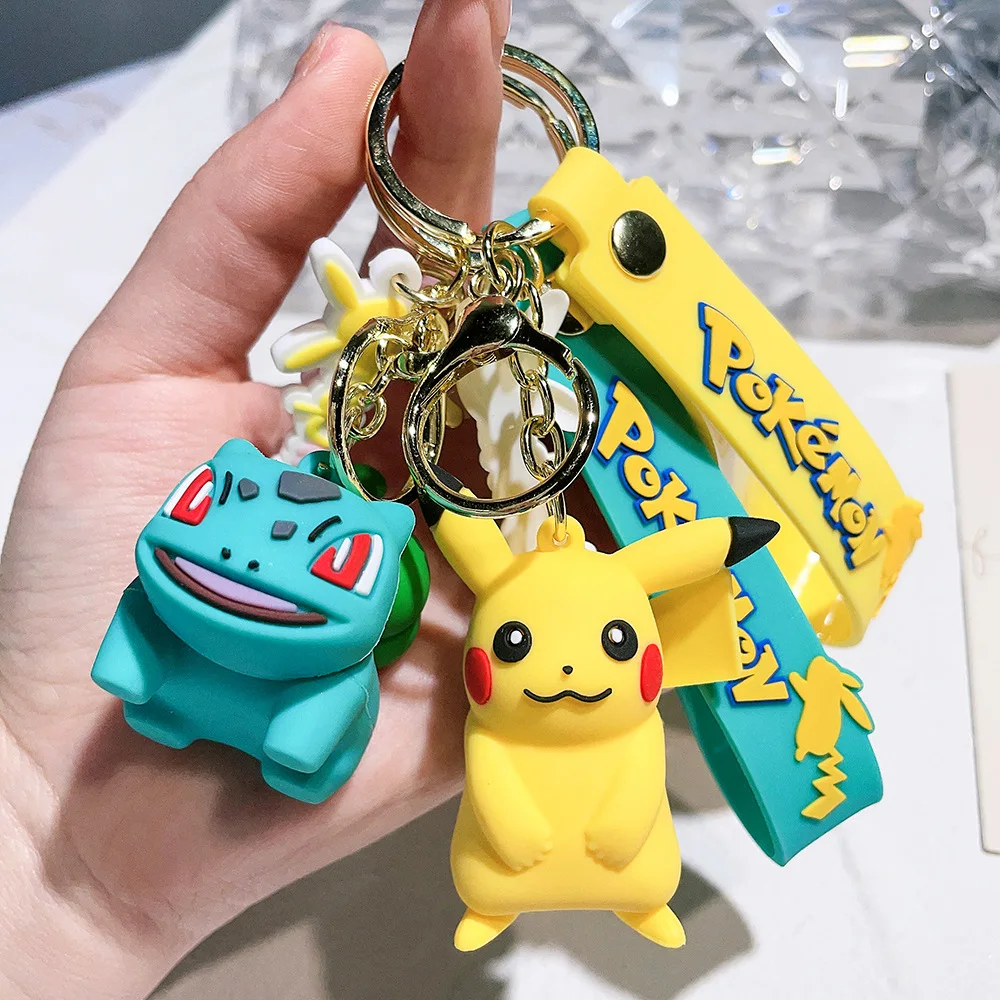 3D PVC Anime Pokemon Keychain - Irregular Pikachu Rubber Doll