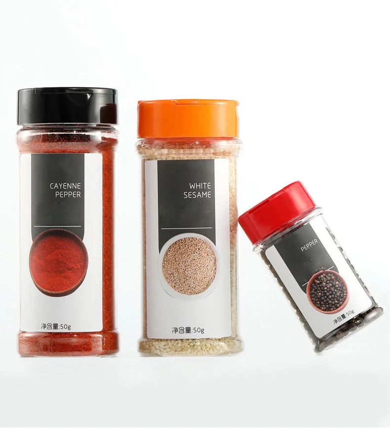 Оптовая продажа инструменты для трав и специй прозрачные пластиковые квадратные контейнеры бутылок с пластиковой крышкой