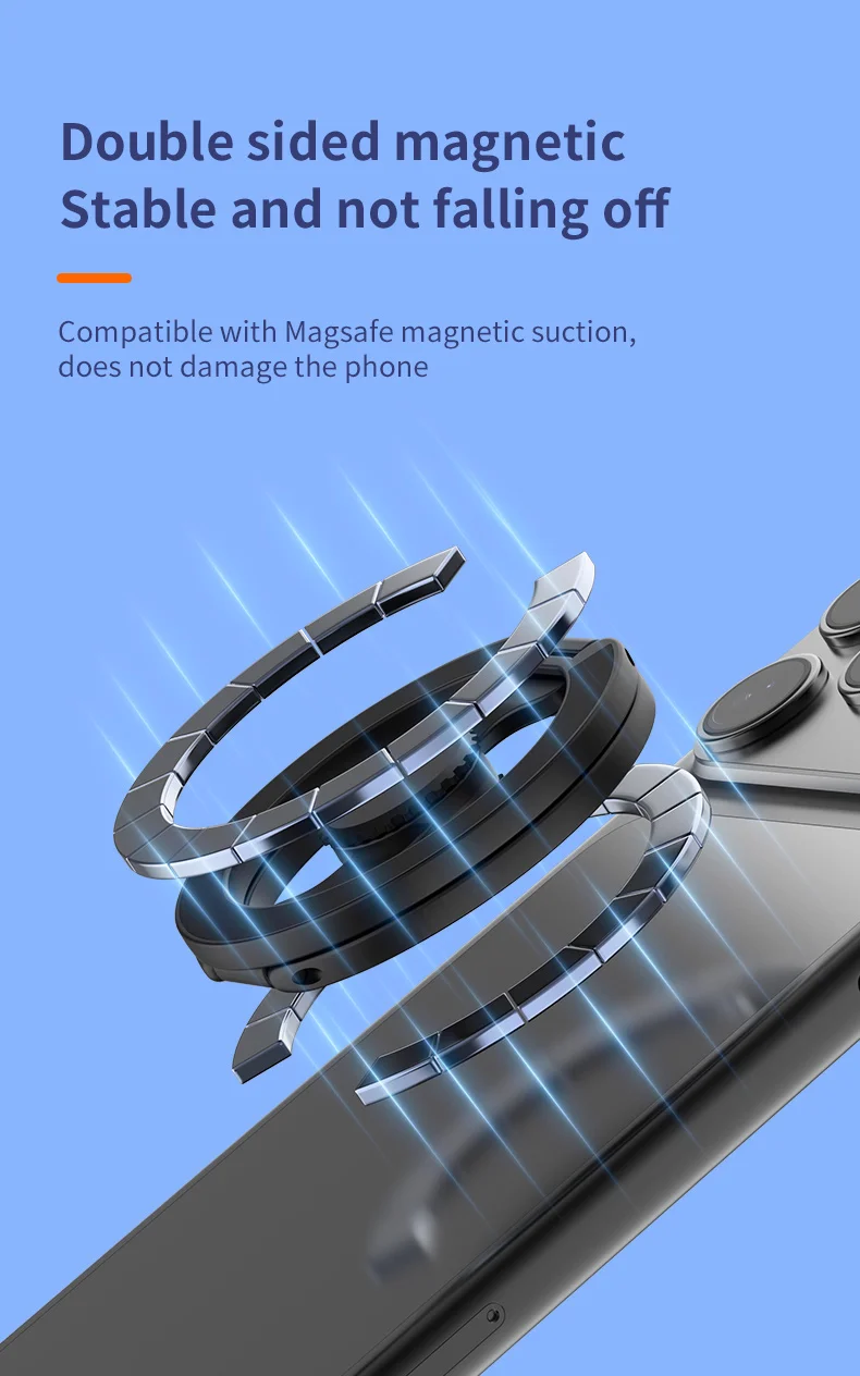 Magnetic Phone Holder Fingertip Gyroscope Design Foldable Dual Axis Stable Stand for Smartphone