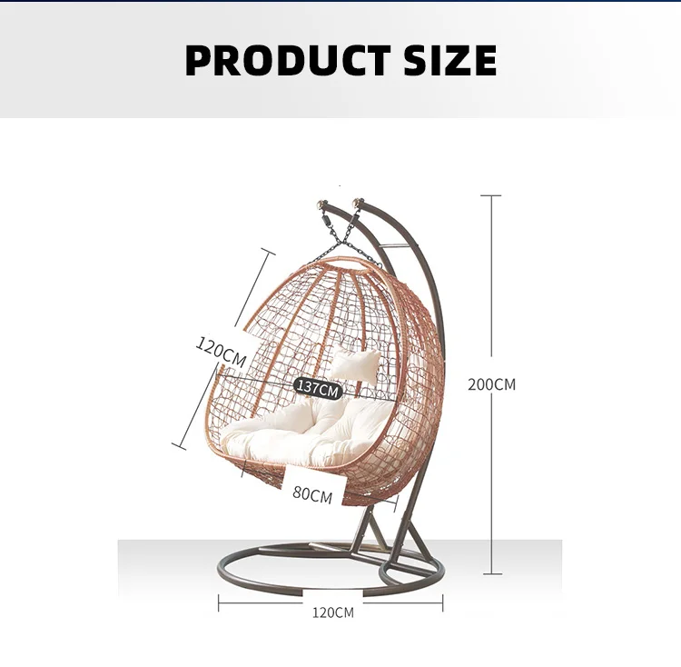 Hot Sell Outdoor Patio Hanging Rattan Baby Swing Chair Double Seat Cheap Egg Swing Egg Chair With Stand
