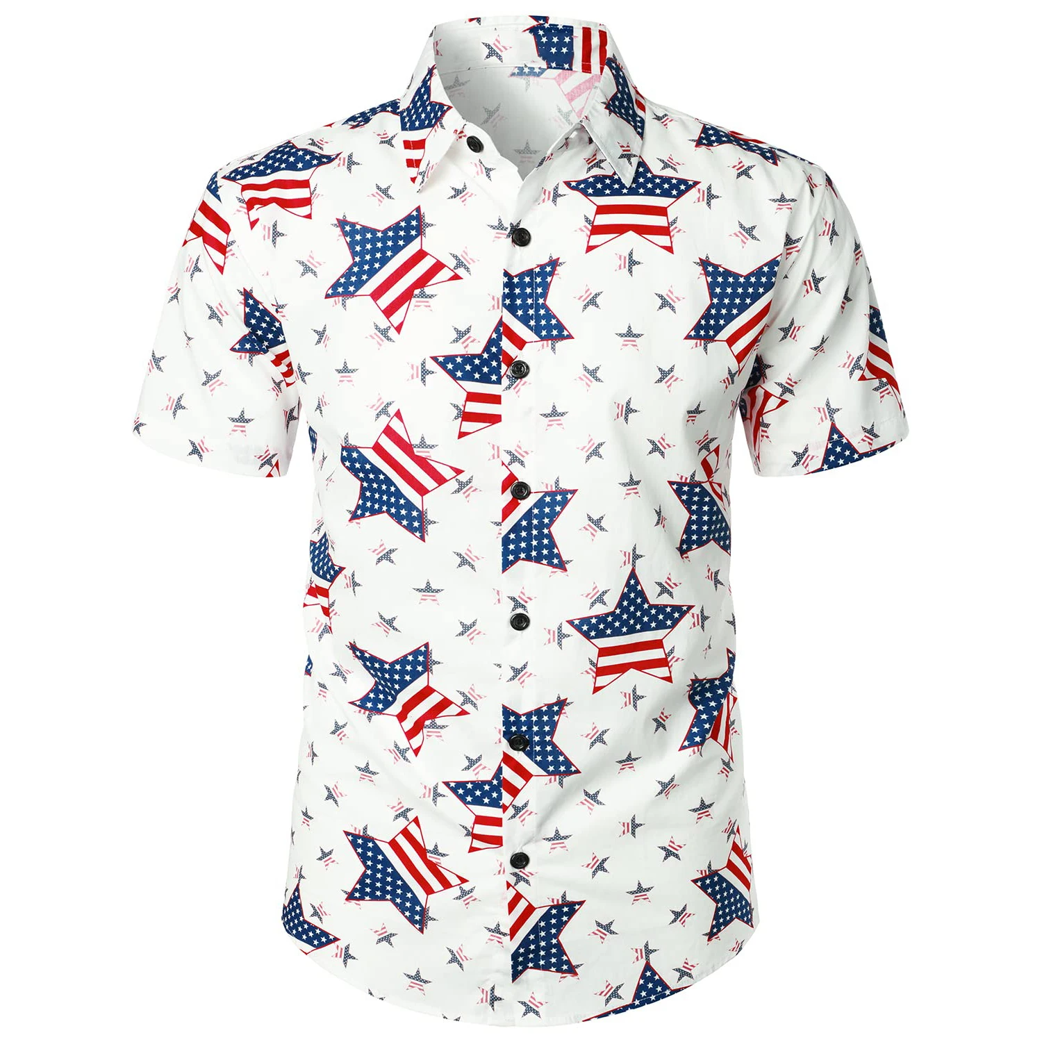 Star Pattern Sublimation Printed Hawaiian Shirts American Flag