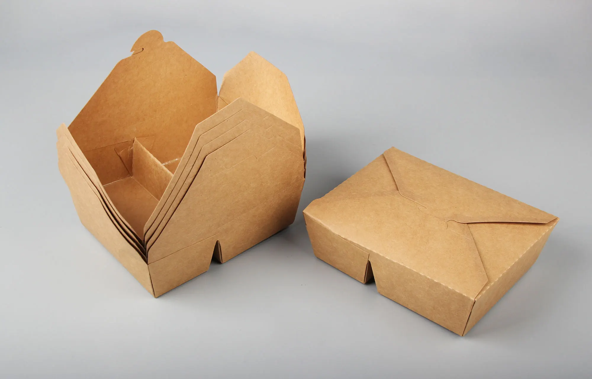 Biodegradable Kraft Paper Togo Lunch Box 26oz 30oz Three Five Compartments Sandwich Cake Packaging Takeaway Box supplier