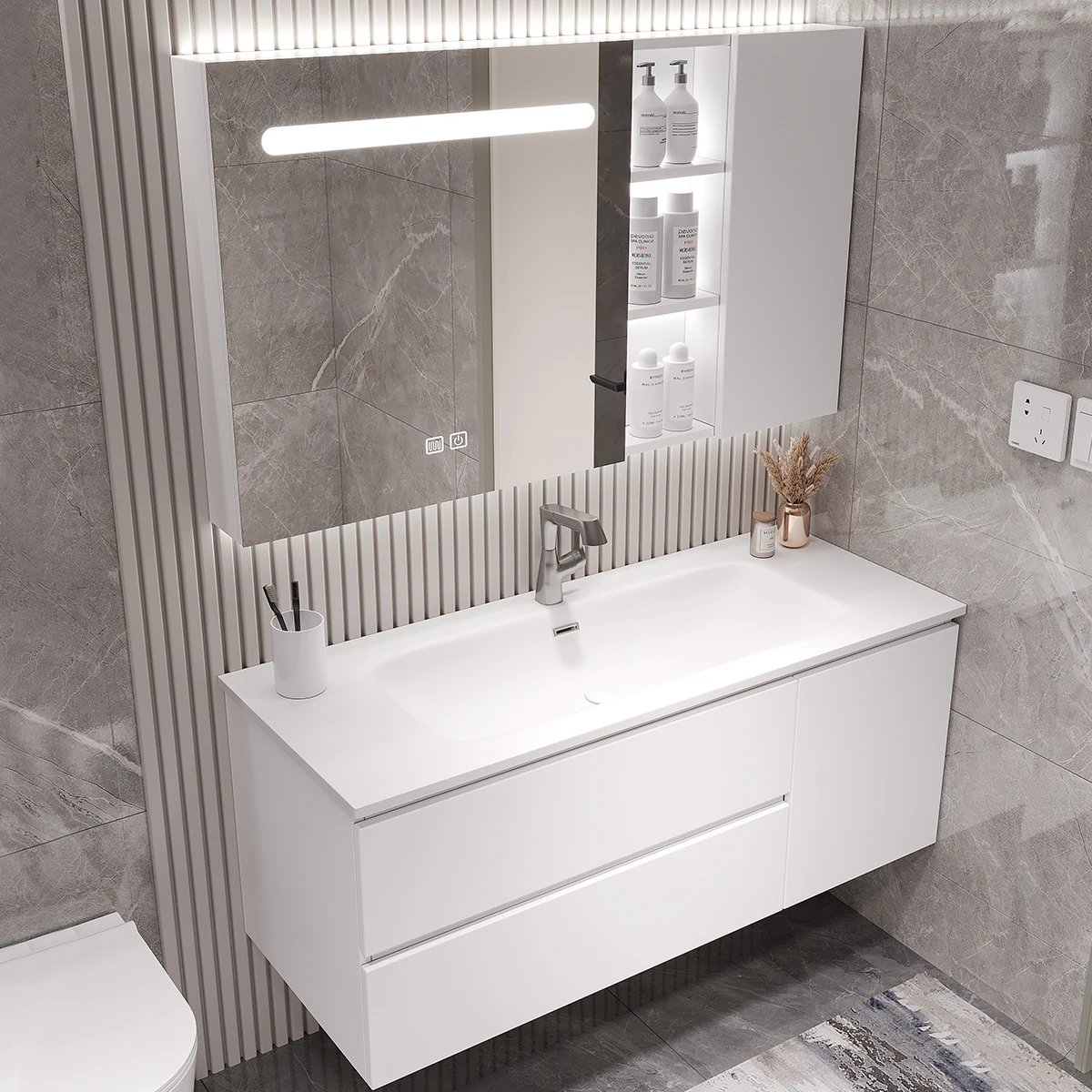 Modern Floating Bathroom Vanities With Sink And Mirrors Wood Bathroom