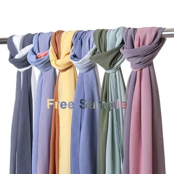 2022 Jane wholesale instant plain crinkle chiffon muslim scarf women hijab shawl arabic other scarves supplier