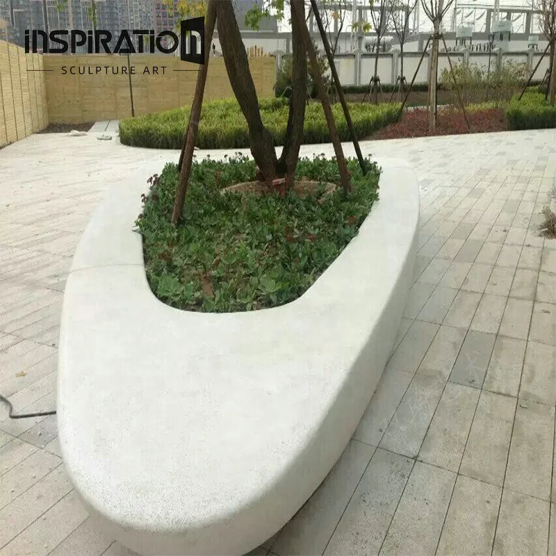 Amazing Design Public Concrete Park Modern GRC(Glass Fiber Reinforced Concrete) Outdoor Garden Curved Patio Bench