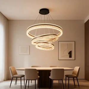 JACKSUN Living Room Pendant Light Modern Minimalist Dining Room Bedroom Main Light Elegant Round Acrylic Pendant Light