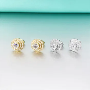 Top Sale White Gold Yellow Gold Simple Women D VVS 925 Silver Moissanite Stud Earrings