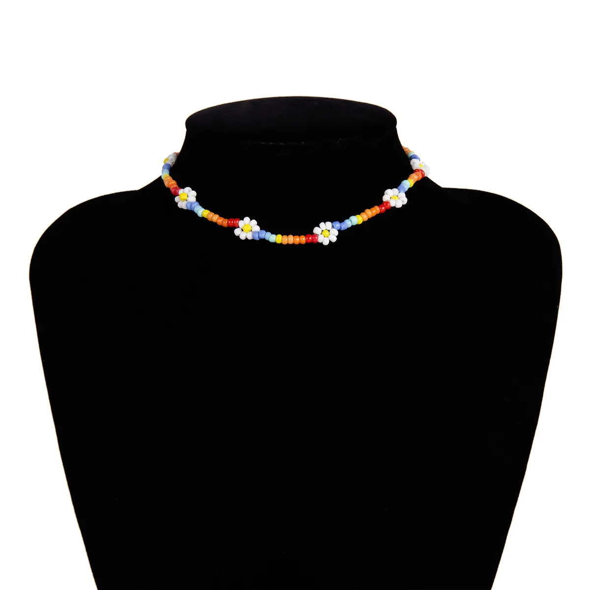 Personality color beaded ethnic necklace with creative beaded beaded flowers and geometric necklace bracelet anklets