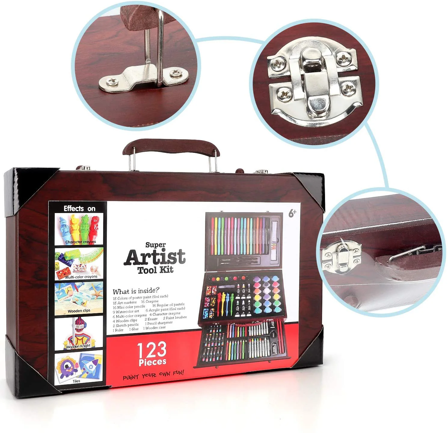 Buy ARTOYS Art Set Kids for Drawing Painting Set, Wood Box Artist Kit,  Crayons Case, Colored Pencils Sketching Painting Set, Watercolor Paint,  Marker Art Supplies Kit, Art Case Gifts for Children Online