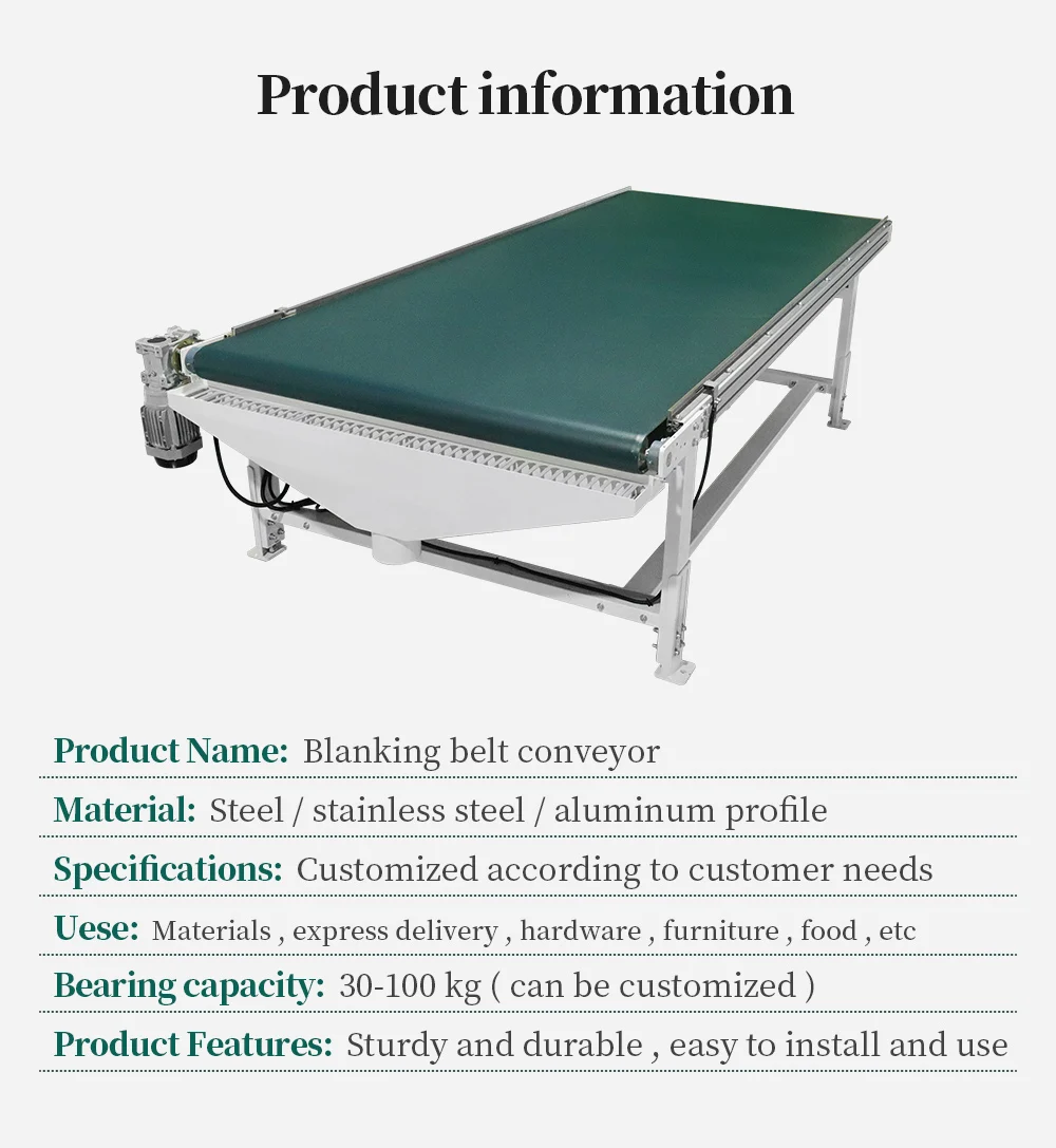 Hongrui factory customized PVC material blanking belt conveyor details