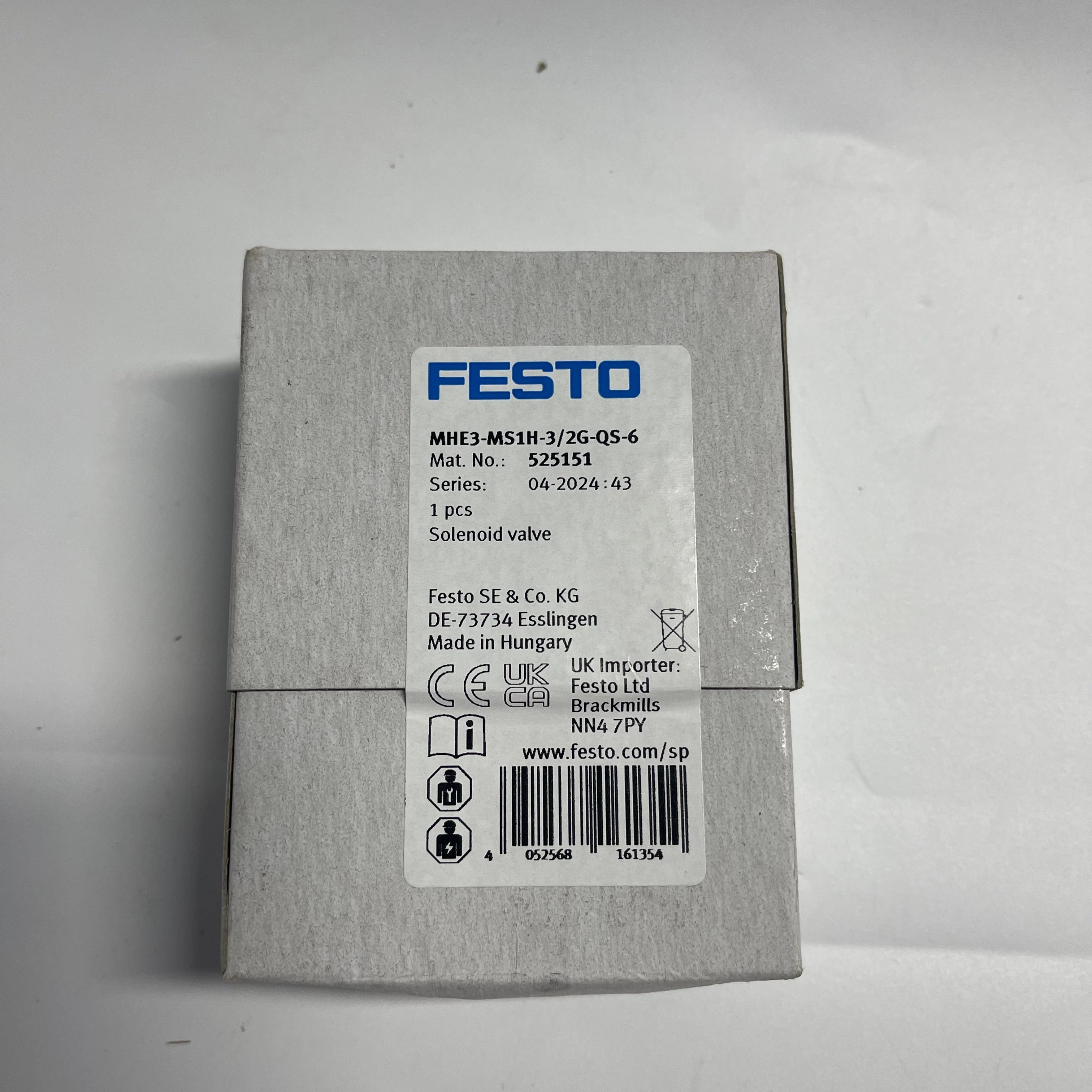 FESTO Solenoid Valve MHE3-MS1H-3/2G-QS-6 525151