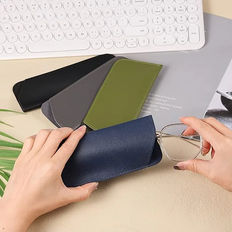 Wholesale Luxury PU Sunglasses Pouch Leather Glasses Case Fashion Custom Logo Sun Glass Bag details