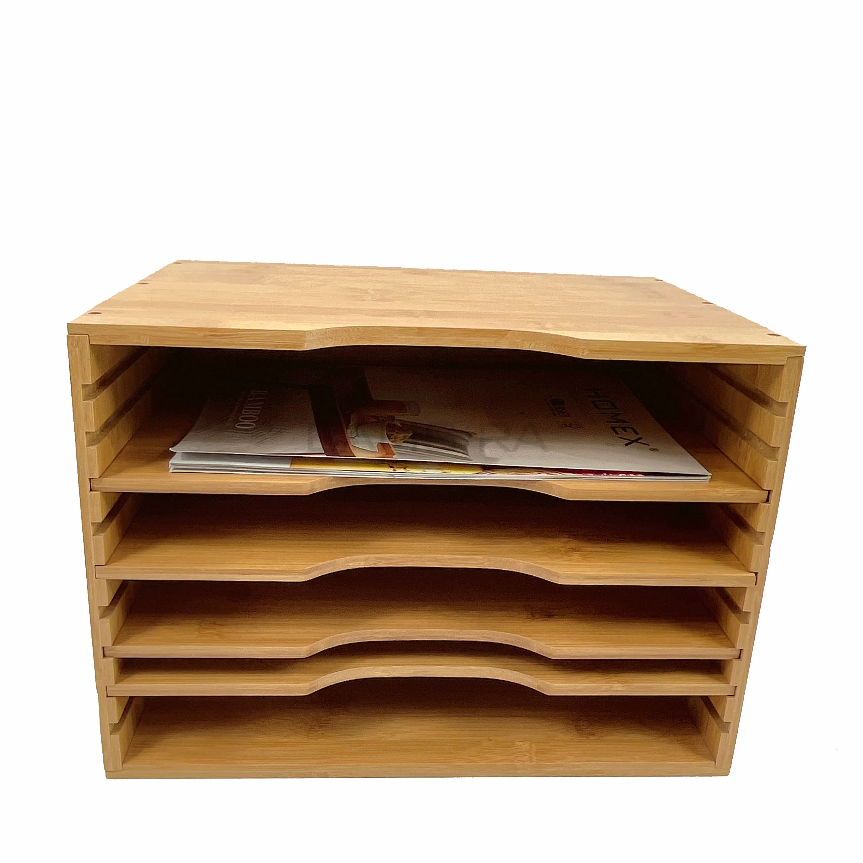 6 слотов для карт Бамбуковый стол Файл Организатор лоток документов большой деревянный