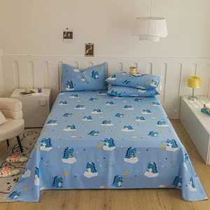 Hot Sale New Style 100% Cotton Bedsheet Set High Quality Flat Bed Sheet Breathable and Printed Cheap Price for Children