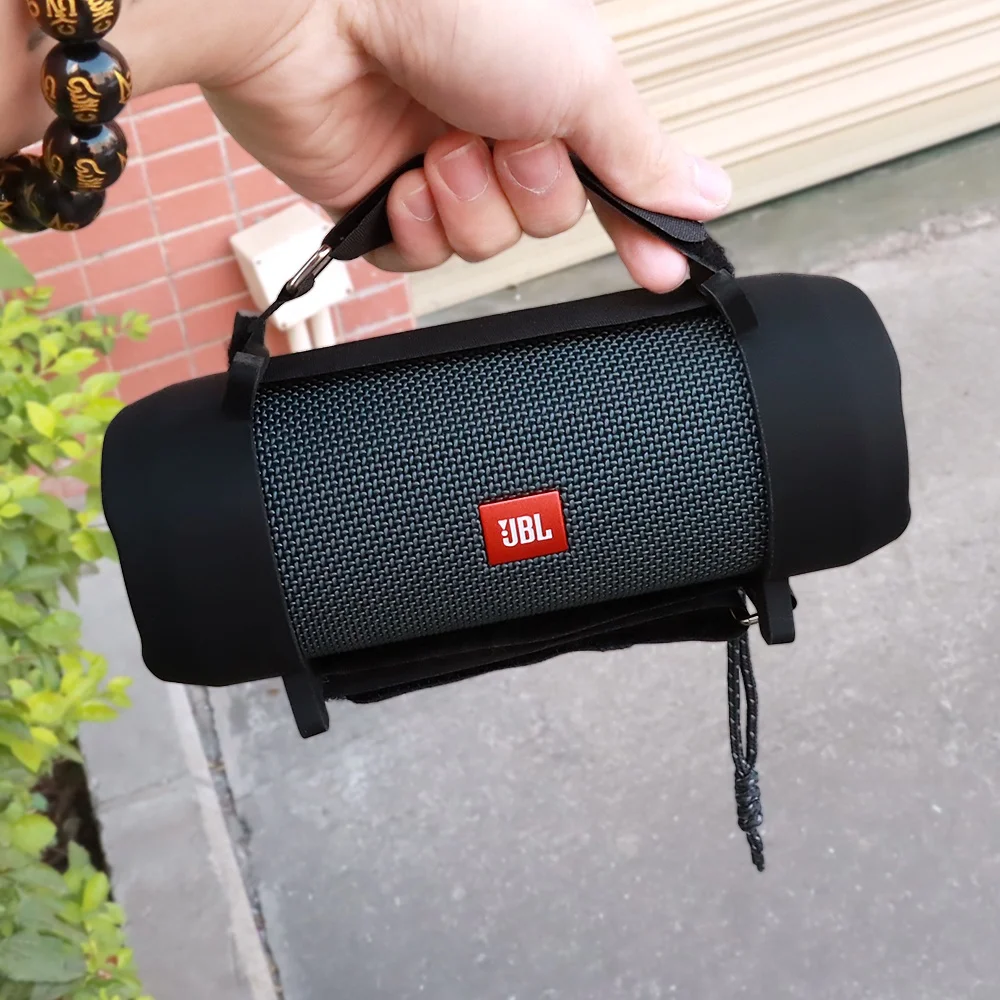 Housse En Silicone Pour Enceinte JBL Flip Essential 2 - Protection Souple Avec Bandoulière Et Mousqueton