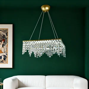 JACKSUN Postmodern Minimalist Art Pendant Light Luxury Restaurant Pendant Lamp Living Room Crystal Bedroom Chandelier