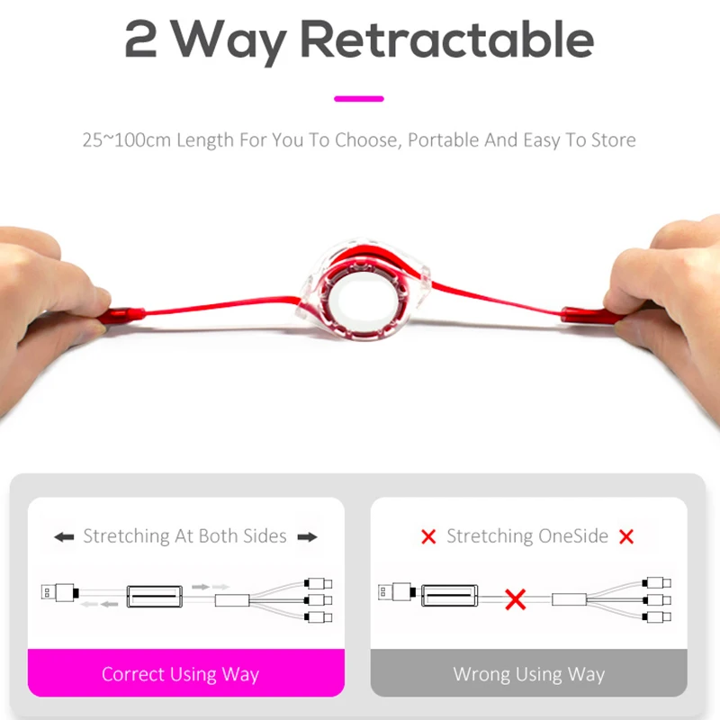 3 в 1 Usb-кабель, портативный мобильный телефон TPE Usb-кабель для зарядки