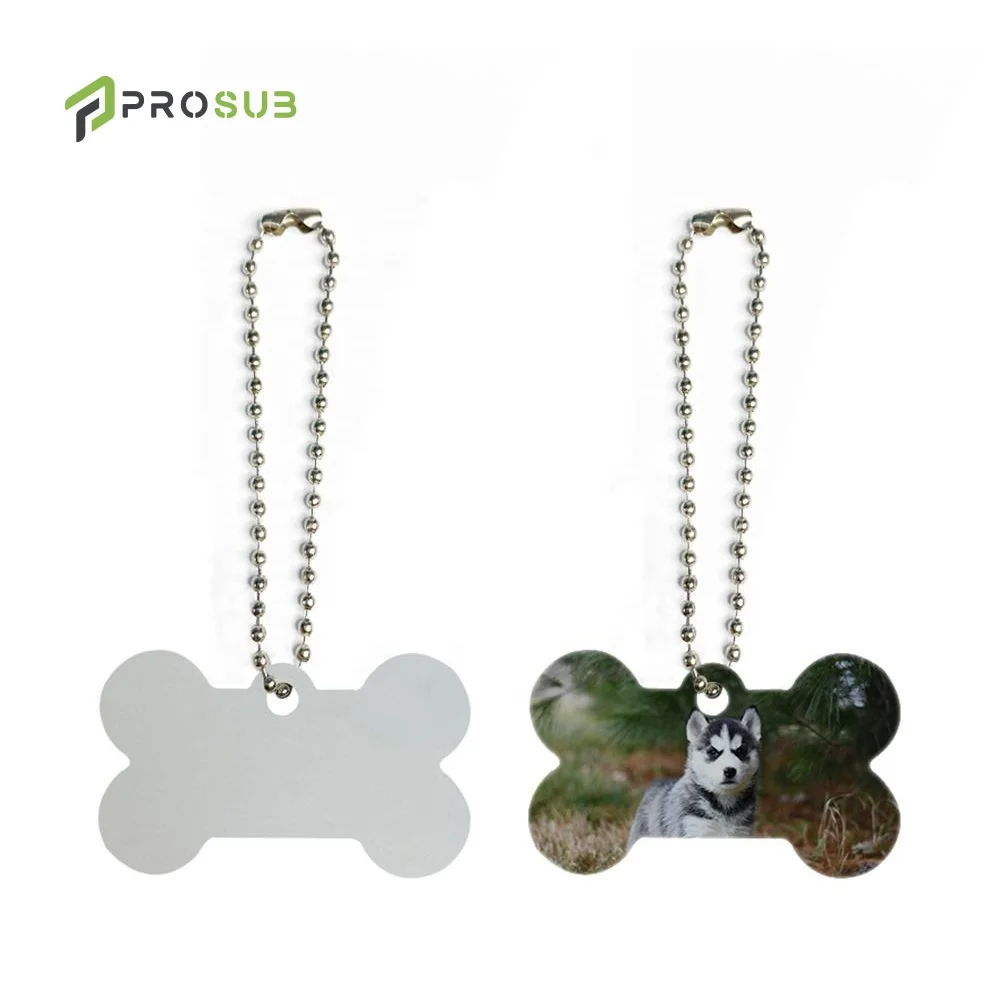 Prosub Dye Sublimation Dog Tag Blanks Double Sides Printing Id Name Pet Tags Keychain Aluminum Hanging Pendant Ornament