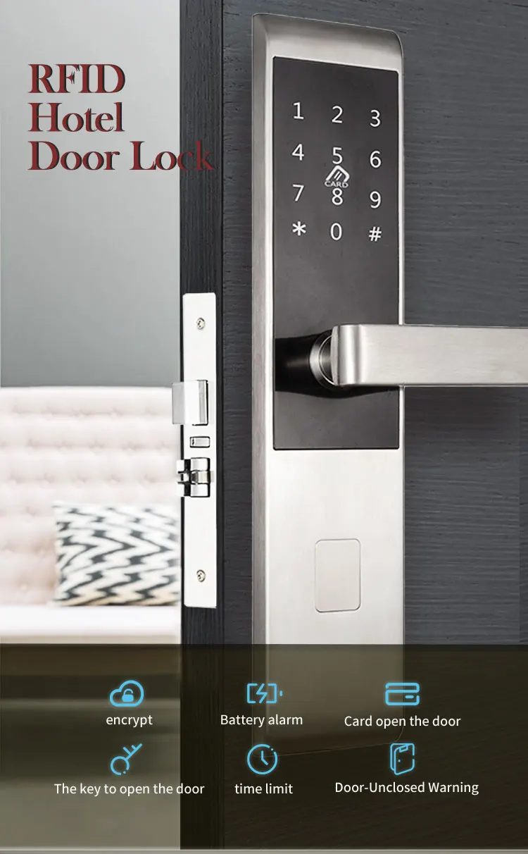 Digital Electronic Handles Keyless Rfid Card Smart Door Lock For Hotels ...