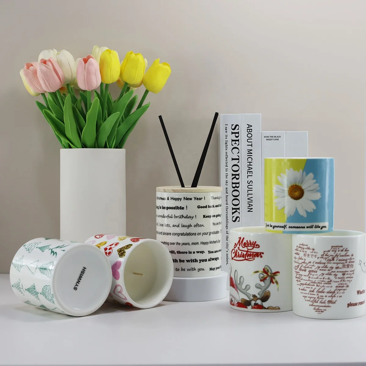 Керамический флакон-диффузор пустой аромадиффузор на заказ роскошные банки для свечей с ароматом черные Ротанговые палочки и