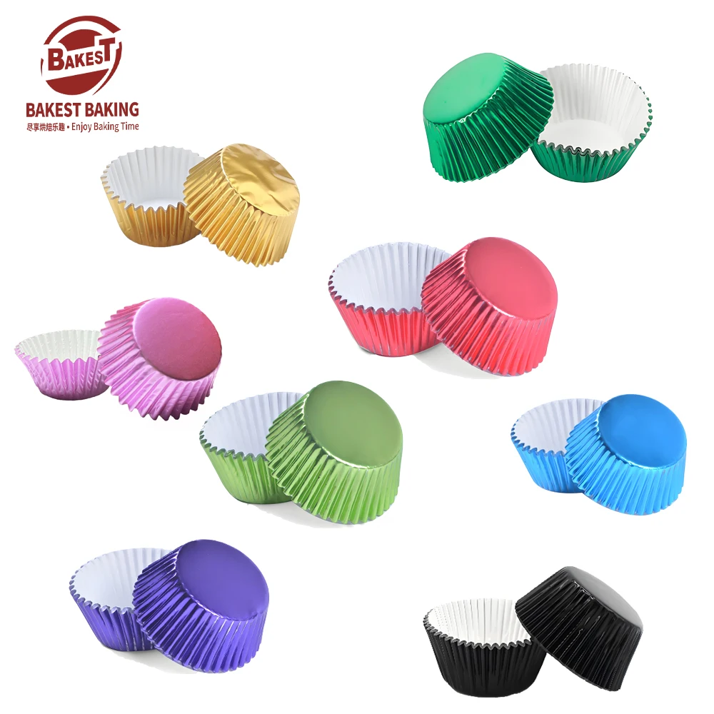Bakest Standard Gold Cupcake Liners, No Smell, Food Grade & Grease-Proof Baking Cups Aluminum Foil Paper