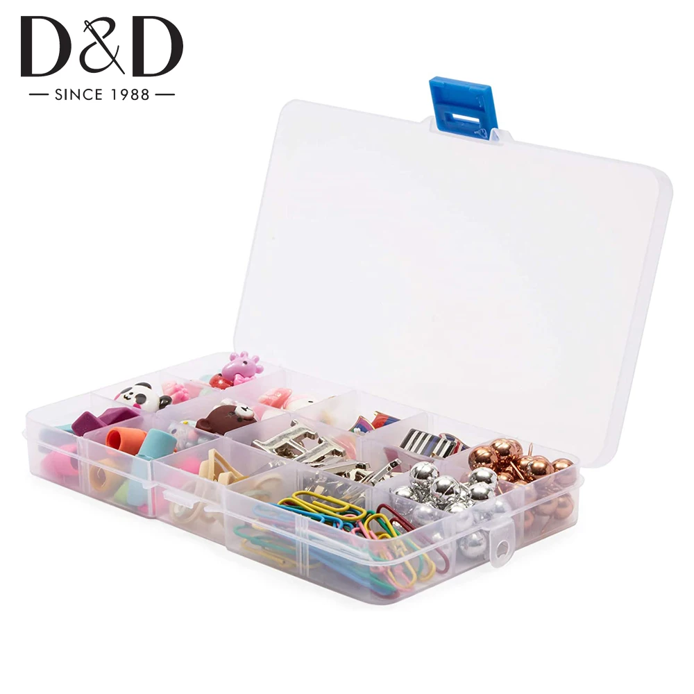 15 Pack Plastic Jewelry Box Organizer Adjustable Dividers 15-Grid Jewelry Box 