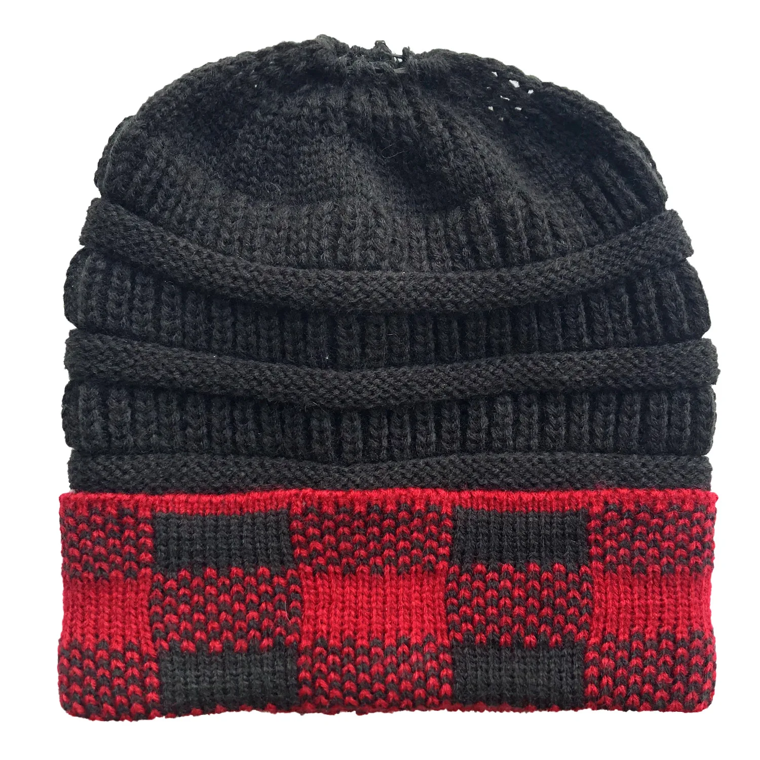 Buy Red Buffalo Knitted Ponytail Hat 