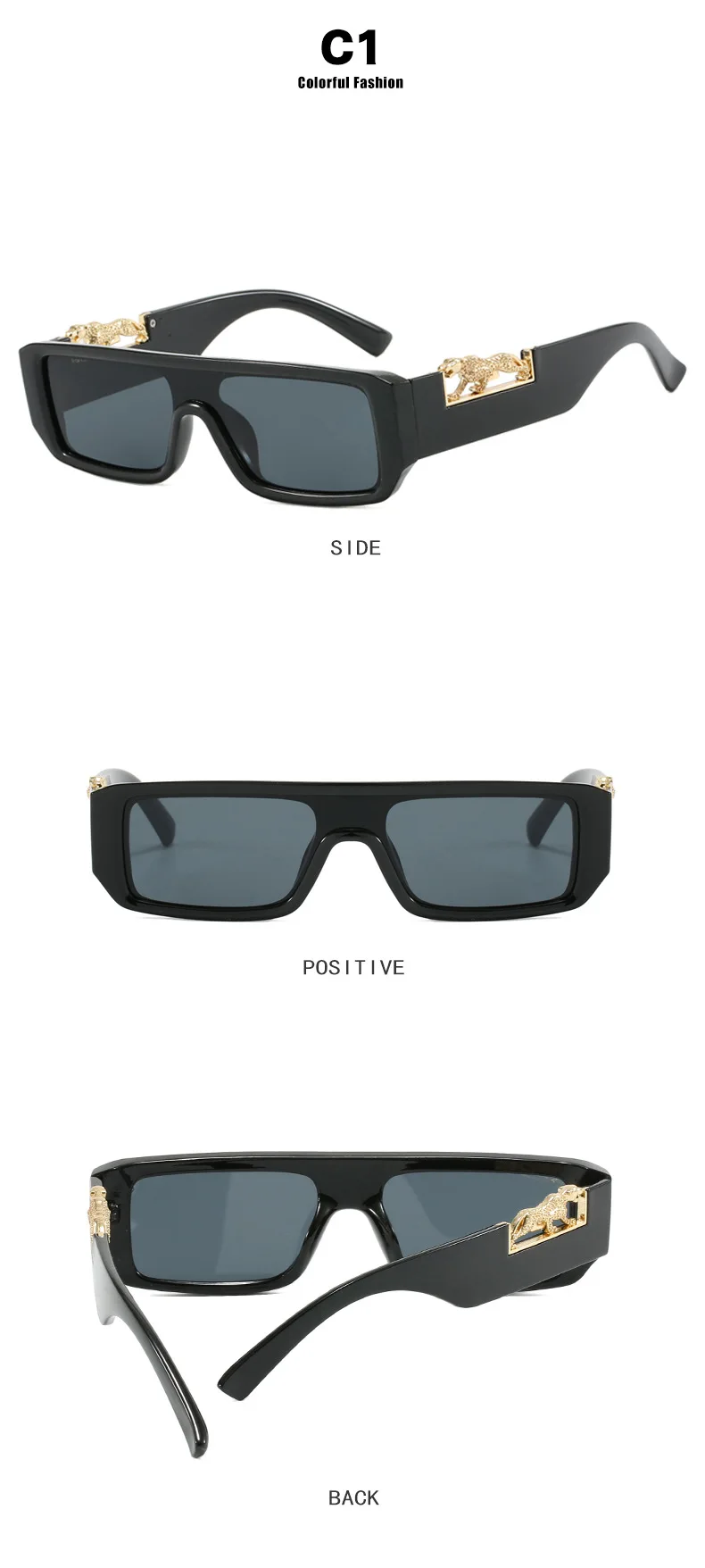 Square Frame Conjoined Narrow Edge Leopard Print Sunglasses New Ins Sunglasses Retro Hip Hop tide Sunglasses Stage Performance