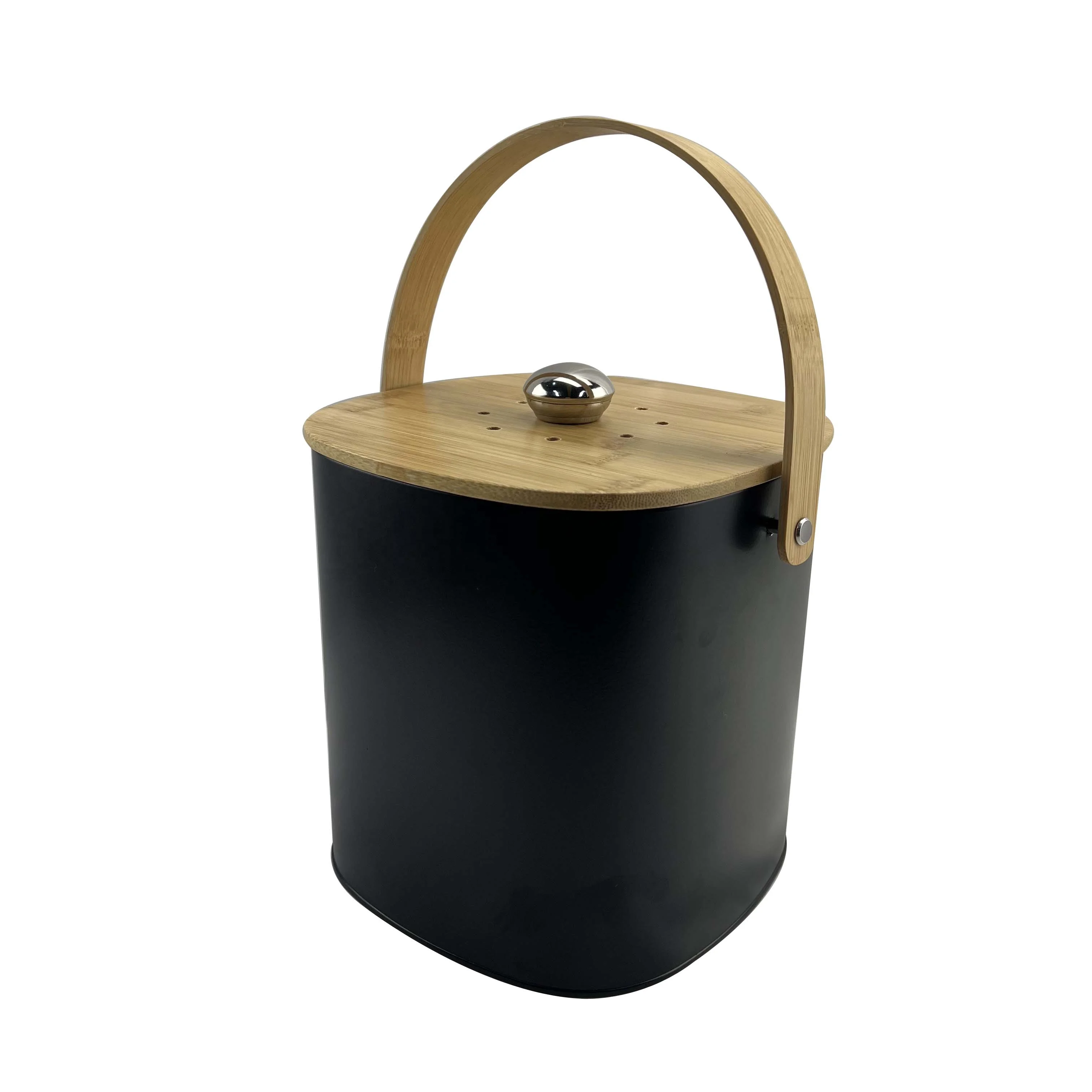 Stainless Steel Countertop Compost Bin with Lid Standing Structure Kitchen Storage Bucket for Garbage Recycling