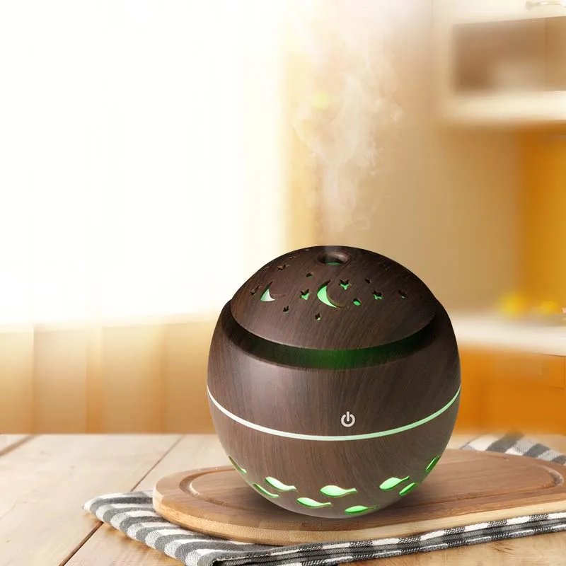 Factory Direct Sale 300ml air Humidifier Aroma Diffuser Essential Oil Ultrasonic Humidifiers Wood Grain LED Lights humidificador