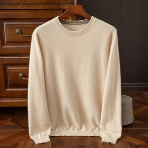 100% Cashmere Men's Hoodie Winter Clothing-Breathable Quick Dry Crew Neck Full Sleeve Solid Pattern Knitted Manufacturers Direct