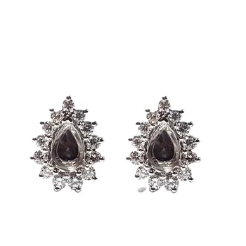 Pear Shape Timeless Design 18k White Gold Quality Diamond Fine Jewelry Diana Setting Studs Earrings Semi Mounting For Gemstone