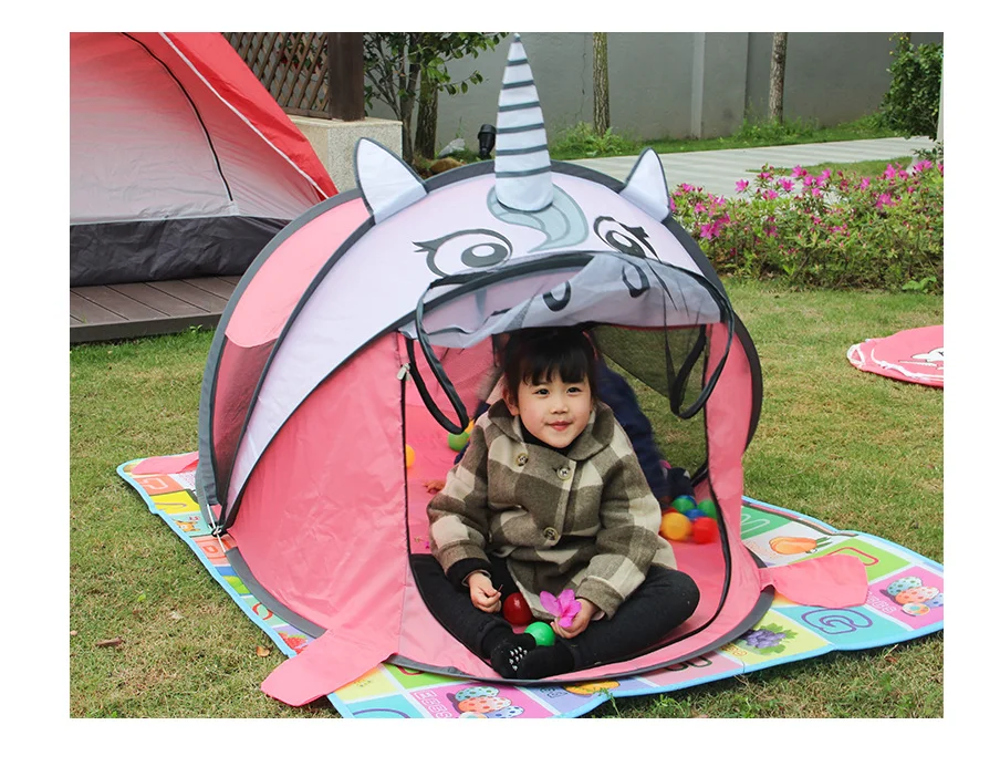 Auto pop up Unicorn dinosaur children's game house mosquito proof tent indoor and outdoor toy Castle