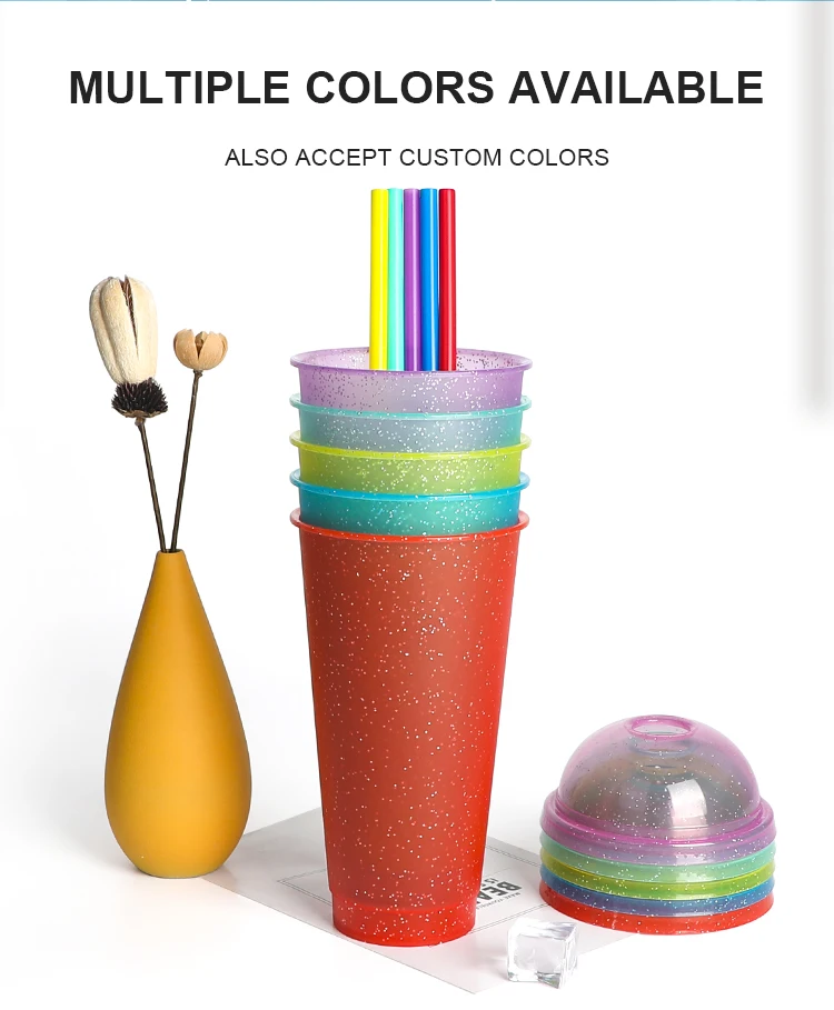 Tumbler with Straw and Lid,Water Bottle Iced Coffee Travel Mug Cup,Reusable  Plastic Cups,Glitter Party Cups,Reusable Christmas Cups,Perfect for