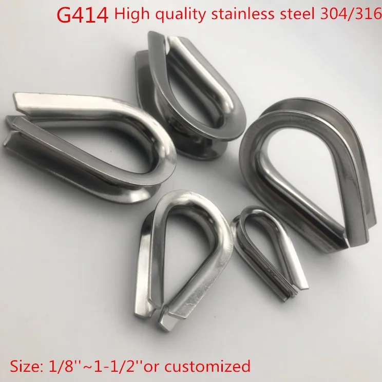 Factory G414 Wire Rope Thimble Aisi304/316 Stainless Steel Thimble For