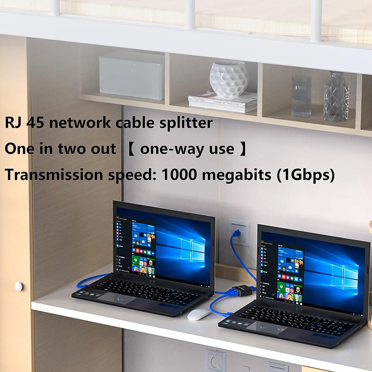 Gigabit Ethernet Rj45 Splitter Adapter 1 To 2 Extender