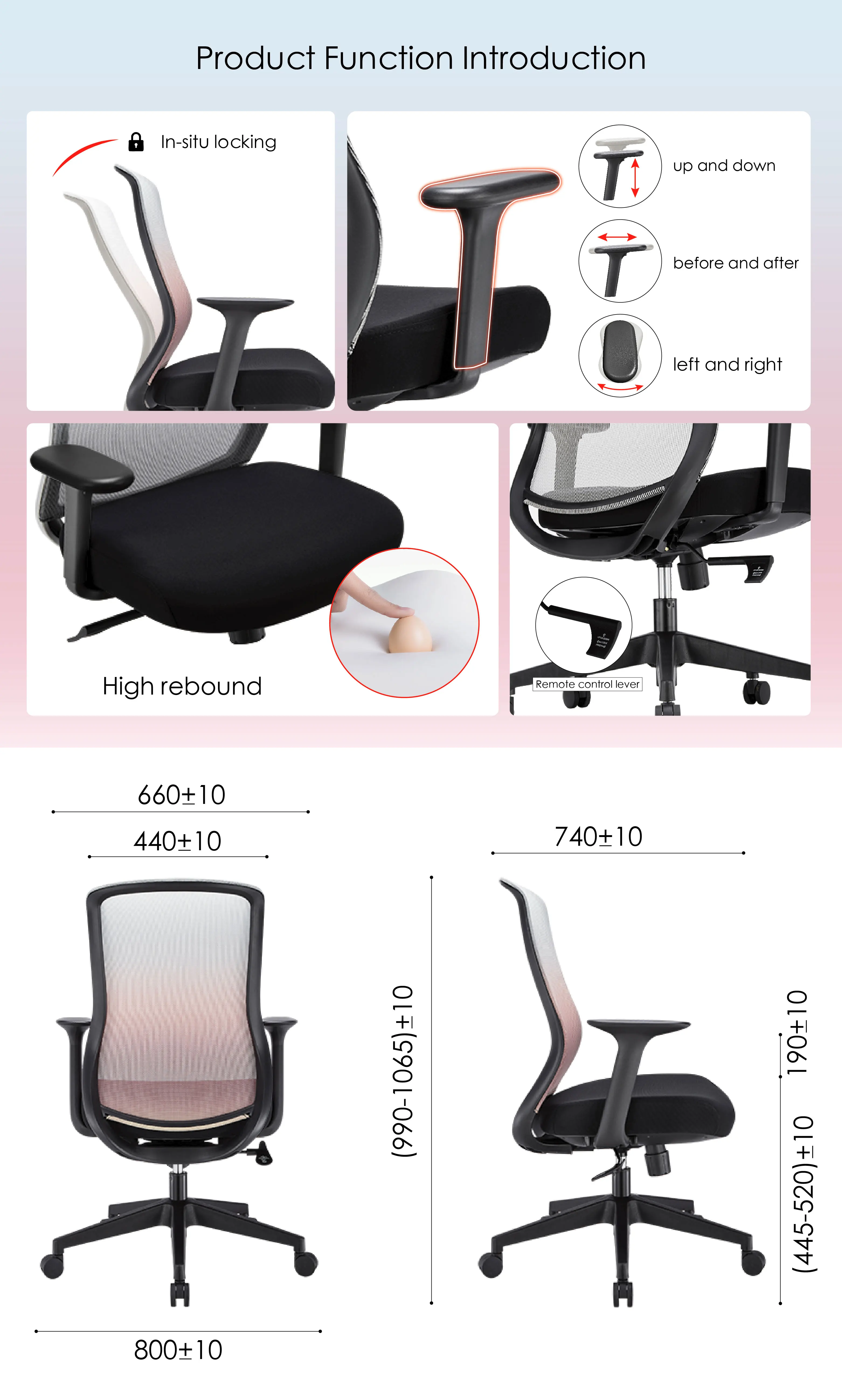 product comfortable ergonomic chair for office mesh swivel office chair chair with sliding sillas de oficina-2