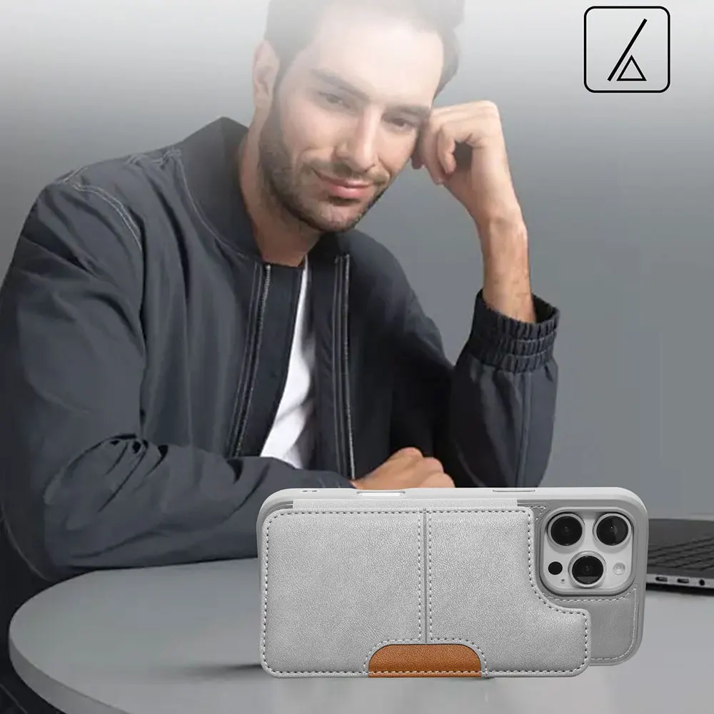 product laudtec pu leather stand phone cases card slot flip wallet luxury business shockproof for iphone air 17 16 pro max sjk1100-3