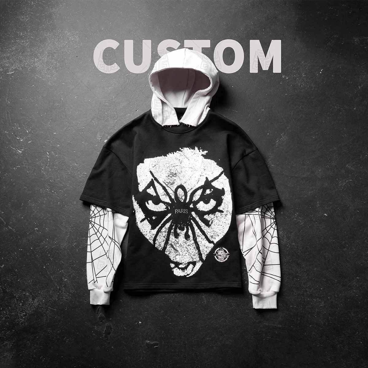 Men's Hoodies Cotton Washed Screen Printing Patchwork Long Sleeve Hooded Pullover Oversize Distressed Designer Hoodie for Men