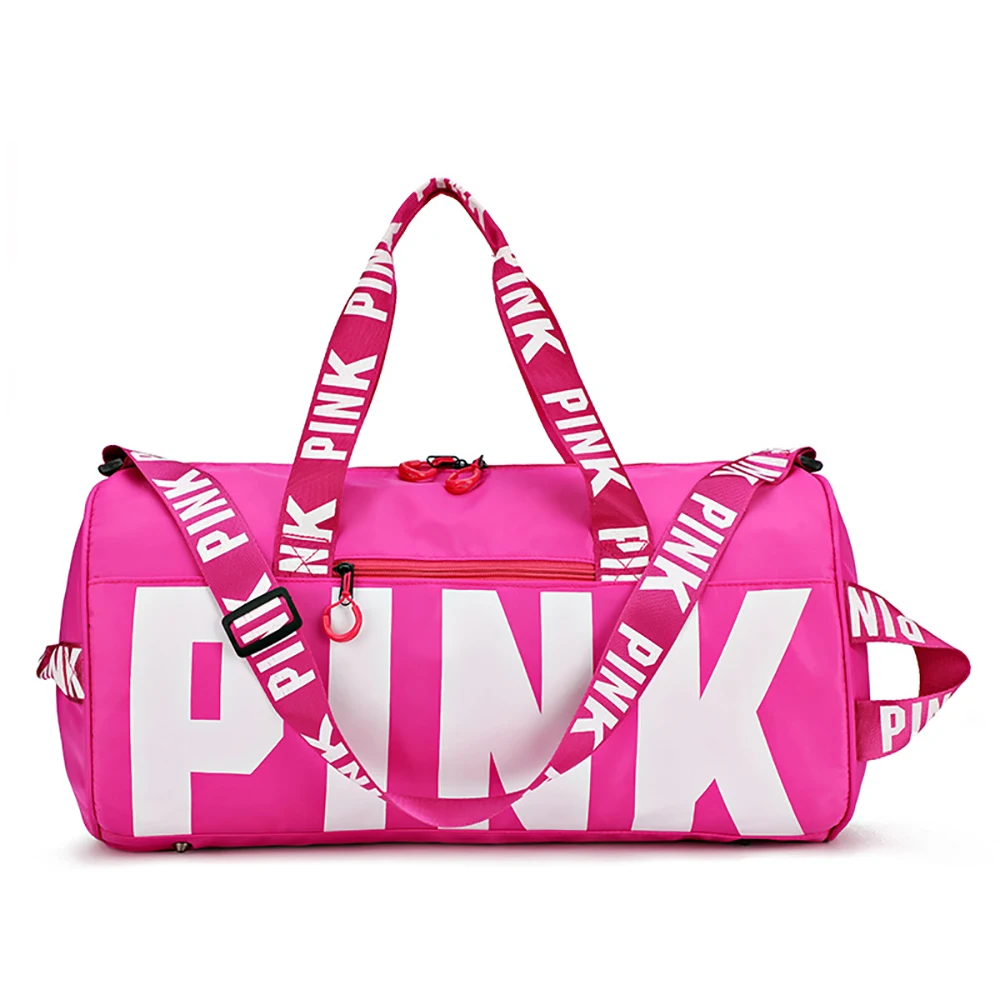 fashion pink lightweight waterproof zipper women weekender duffel bags for gym girls