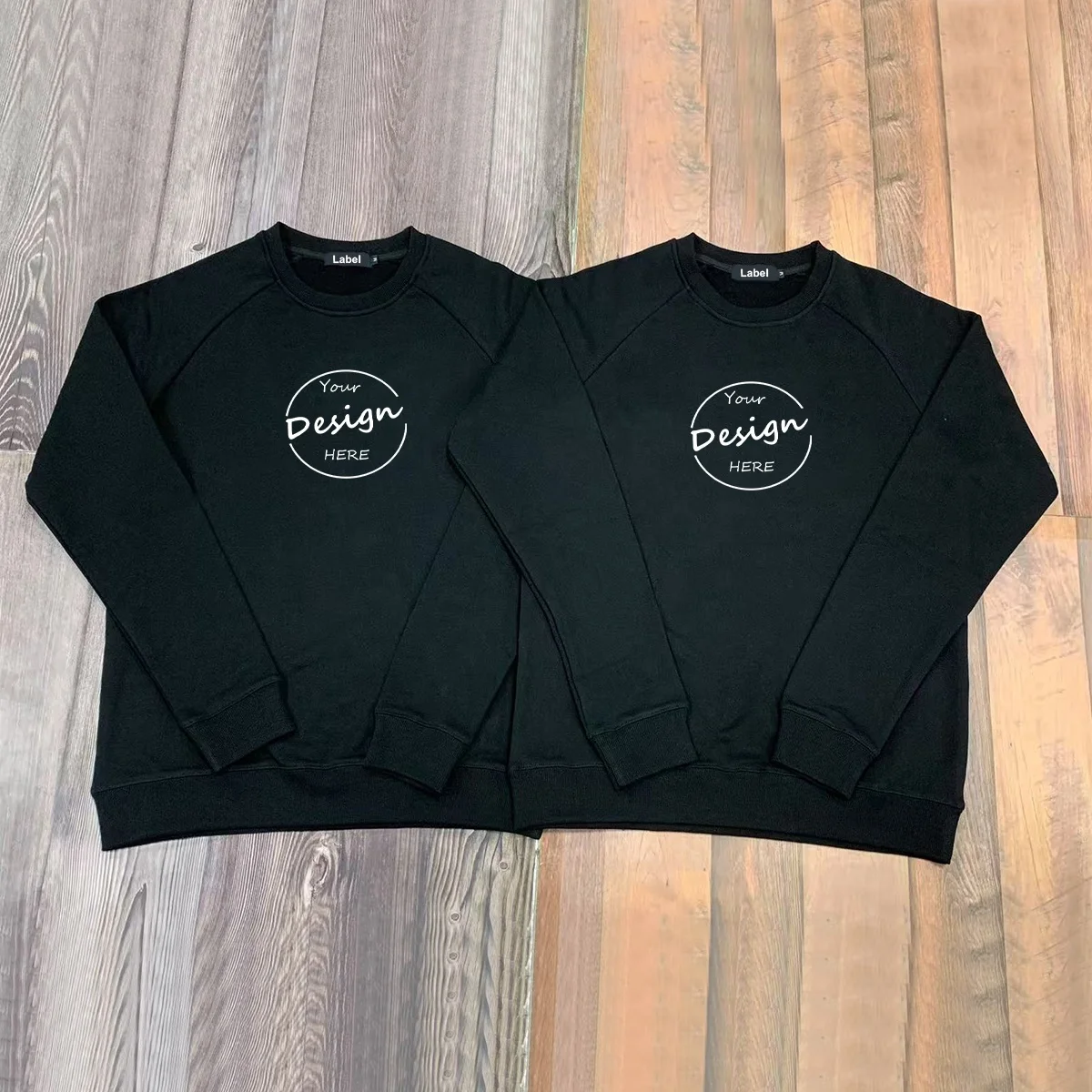 Wholesale High Quality 450 Gsm Crewneck Sweatshirt Patch Embroidery Raglan Sleeve Premium Crewneck Sweatshirts for Men