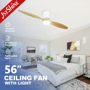 1stshine Ceiling Fan Rustic 56 Inches Two Wooden Blade DC 3 Color Lighting High Airflow Ceiling Fan with Smart Control