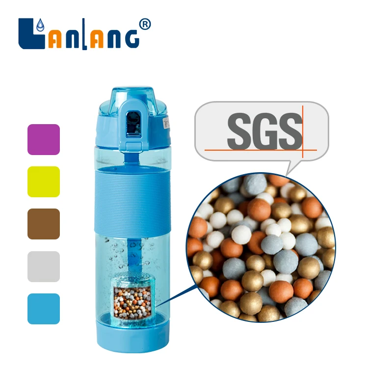 new eco friendly travel 650 ml bpa free custom color purifier hydrogen alkaline water bottle filter ph 9
